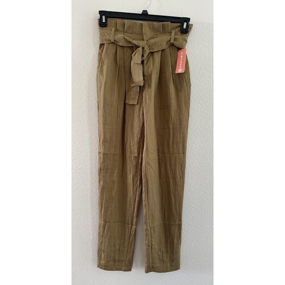 W. by Wantable Women's See U Soon Belted Tapered Pant tan khaki size 2 REF D84C - Picture 2 of 13